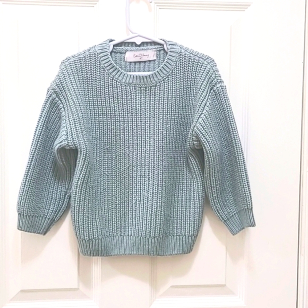 Sweet Honey Knitted Warm and Cozy Blue-Grey Longsleeves Sweather, Size 4…